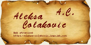 Aleksa Čolaković vizit kartica